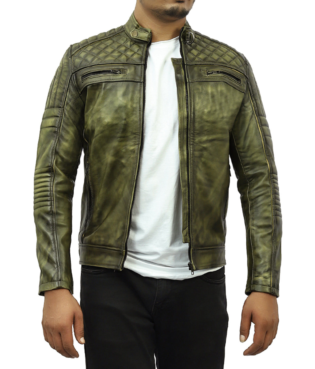 Quilted Leather Biker Jacket